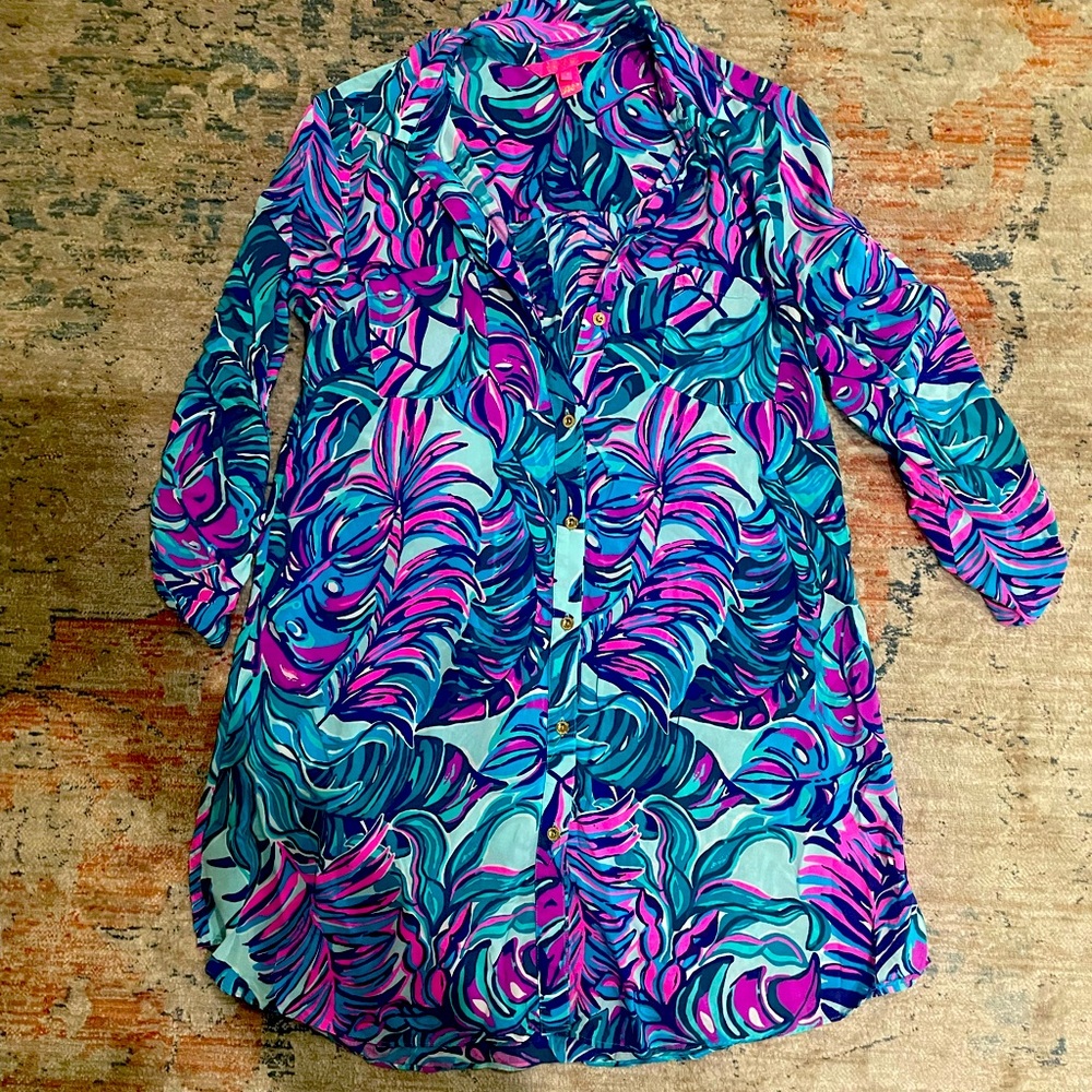 Natalie Shirt Dress Cover-Up (Don’t Wanna Leaf)